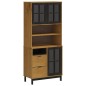 vidaXL Highboard mit Glastüren FLAM 80x40x180 cm Massivholz Kiefer vidaXL Highboard mit Glastüren FLAM 80x40x180 cm Massivholz Kiefer