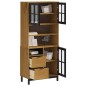 vidaXL Highboard mit Glastüren FLAM 80x40x180 cm Massivholz Kiefer vidaXL Highboard mit Glastüren FLAM 80x40x180 cm Massivholz Kiefer