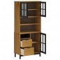 vidaXL Highboard mit Glastüren FLAM 80x40x180 cm Massivholz Kiefer vidaXL Highboard mit Glastüren FLAM 80x40x180 cm Massivholz Kiefer