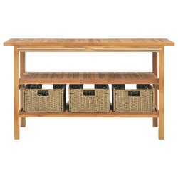 vidaXL Waschtisch mit 3 Körben Massivholz Teak 132x45x75cm