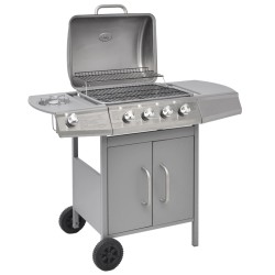 vidaXL Gasgrill 4+1 Flammen Silbern 