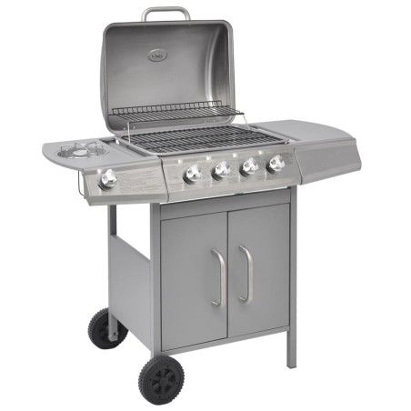 vidaXL Gasgrill 4+1 Flammen Silbern 