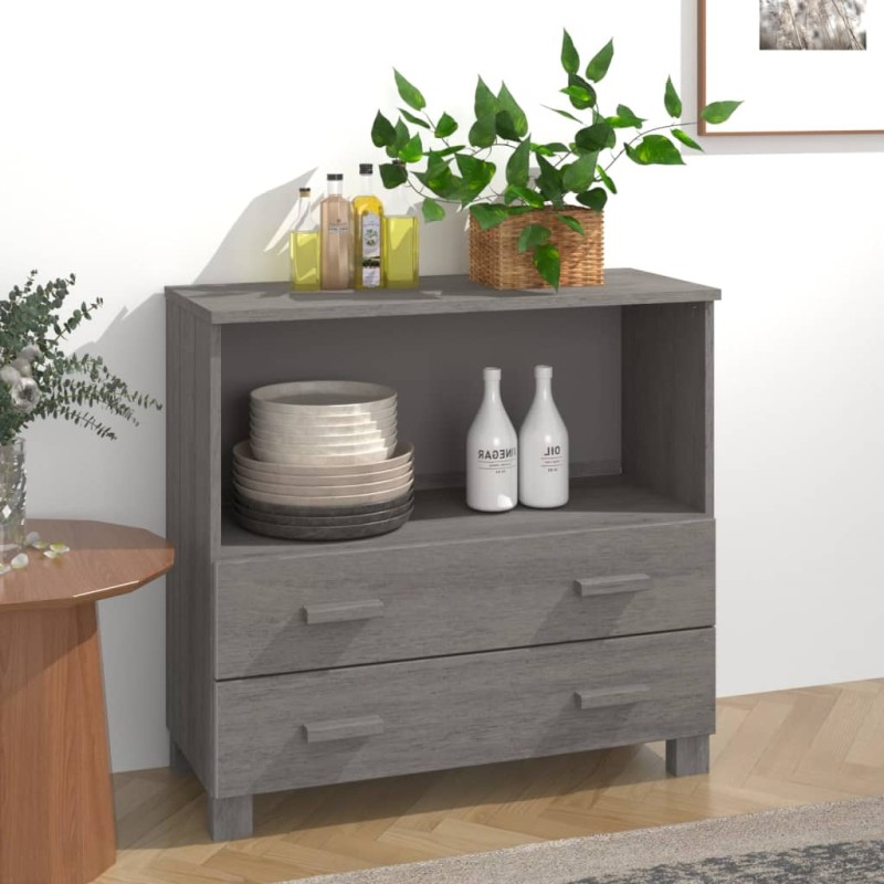 vidaXL Sideboard HAMAR Hellgrau 85x35x80 cm Massivholz Kiefer vidaXL Sideboard HAMAR Hellgrau 85x35x80 cm Massivholz Kiefer