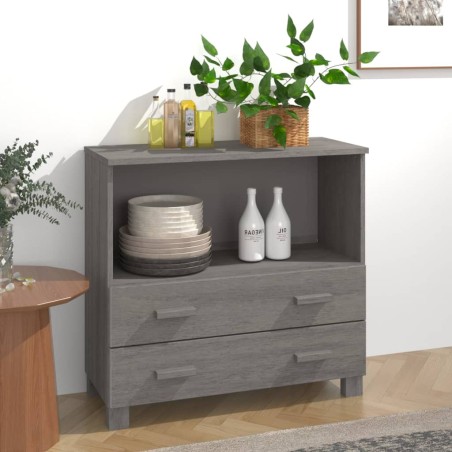 vidaXL Sideboard HAMAR Hellgrau 85x35x80 cm Massivholz Kiefer