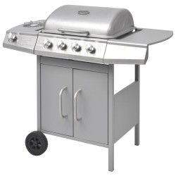 vidaXL Gasgrill 4+1 Flammen Silbern 