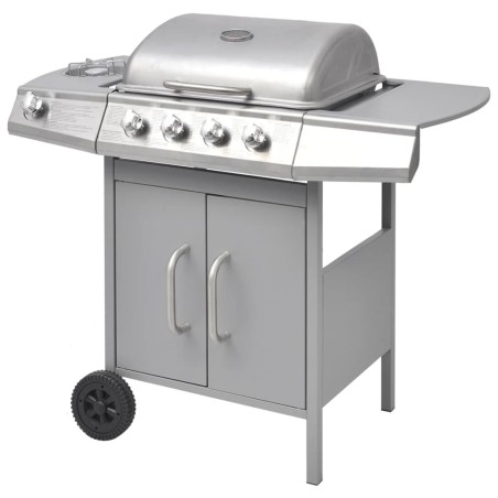 vidaXL Gasgrill 4+1 Flammen Silbern 