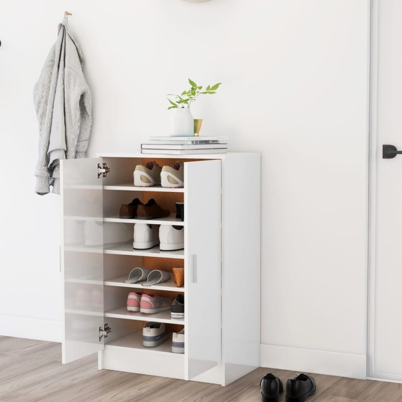 vidaXL Schuhschrank Hochglanz-Weiß 60x35x92 cm Holzwerkstoff vidaXL Schuhschrank Hochglanz-Weiß 60x35x92 cm Holzwerkstoff