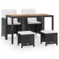 5-tlg. Garten-Essgruppe Poly Rattan Akazienholz Schwarz 5-tlg. Garten-Essgruppe Poly Rattan Akazienholz Schwarz