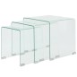 vidaXL Dreiteiliges Satztisch-Set aus gehärtetem Glas Transparent vidaXL Dreiteiliges Satztisch-Set aus gehärtetem Glas Transparent