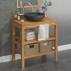 vidaXL Waschtisch Massivholz Teak mit Waschbecken Marmor Schwarz