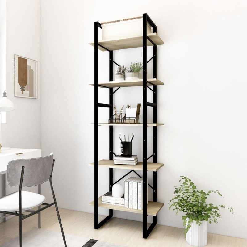 vidaXL Bücherregal 5 Fächer Sonoma-Eiche 60x30x175 cm Holzwerkstoff vidaXL Bücherregal 5 Fächer Sonoma-Eiche 60x30x175 cm Holzwerkstoff