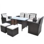 vidaXL 6-tlg. Garten-Essgruppe mit Auflagen Poly Rattan Braun vidaXL 6-tlg. Garten-Essgruppe mit Auflagen Poly Rattan Braun