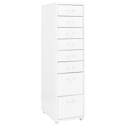 vidaXL Aktenschrank mit Rollen Weiß 28x41x109 cm Metall
