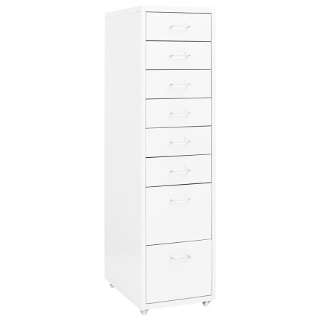 vidaXL Aktenschrank mit Rollen Weiß 28x41x109 cm Metall