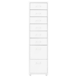 vidaXL Aktenschrank mit Rollen Weiß 28x41x109 cm Metall