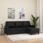 vidaXL 3-Sitzer-Sofa mit Hocker Schwarz 180 cm Kunstleder vidaXL 3-Sitzer-Sofa mit Hocker Schwarz 180 cm Kunstleder