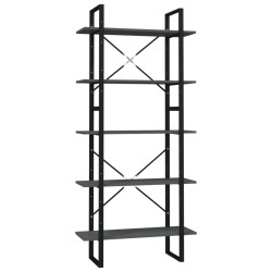 vidaXL Bücherregal 5 Fächer Grau 80x30x175 cm Holzwerkstoff