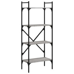 vidaXL Bücherregal 4 Fächer Grau Sonoma 56x31,5x138,5 cm Holzwerkstoff