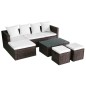 4-tlg. Garten-Lounge-Set mit Auflagen Poly Rattan Braun 4-tlg. Garten-Lounge-Set mit Auflagen Poly Rattan Braun