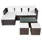 4-tlg. Garten-Lounge-Set mit Auflagen Poly Rattan Braun 4-tlg. Garten-Lounge-Set mit Auflagen Poly Rattan Braun