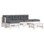 vidaXL 6-tlg. Garten-Lounge-Set mit Kissen Weiß Massivholz vidaXL 6-tlg. Garten-Lounge-Set mit Kissen Weiß Massivholz