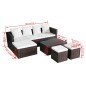 4-tlg. Garten-Lounge-Set mit Auflagen Poly Rattan Braun 4-tlg. Garten-Lounge-Set mit Auflagen Poly Rattan Braun