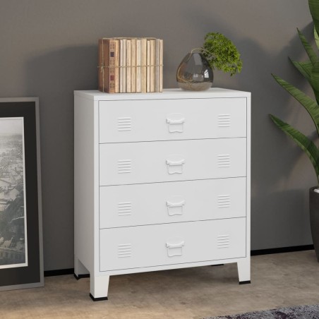 vidaXL Industrial Kommode mit Schubladen Weiß 78x40x93 cm Metall