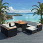 10-tlg. Garten-Lounge-Set mit Auflagen Poly Rattan Schwarz 10-tlg. Garten-Lounge-Set mit Auflagen Poly Rattan Schwarz