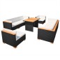 10-tlg. Garten-Lounge-Set mit Auflagen Poly Rattan Schwarz 10-tlg. Garten-Lounge-Set mit Auflagen Poly Rattan Schwarz
