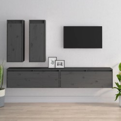 vidaXL TV-Schränke 4 Stk. Grau Massivholz Kiefer
