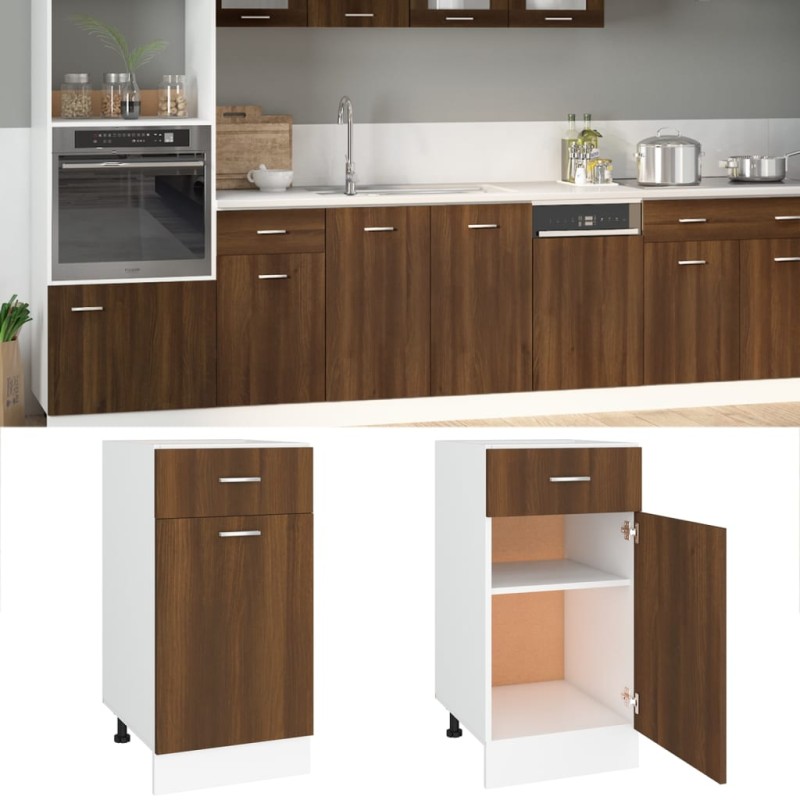 vidaXL Unterschrank mit Schublade Braun Eichen-Optik 40x46x81,5 cm vidaXL Unterschrank mit Schublade Braun Eichen-Optik 40x46x81,5 cm