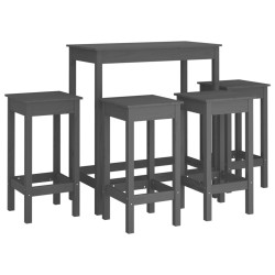 vidaXL 5-tlg. Bar-Set Grau Massivholz Kiefer