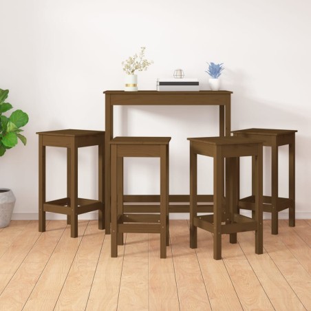 vidaXL 5-tlg. Bar-Set Honigbraun Massivholz Kiefer