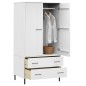 vidaXL Kleiderschrank OSLO Metallbeine Weiß 90x55x172,5 cm Massivholz vidaXL Kleiderschrank OSLO Metallbeine Weiß 90x55x172,5 cm Massivholz