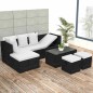4-tlg. Garten-Lounge-Set mit Auflagen Poly Rattan Schwarz 4-tlg. Garten-Lounge-Set mit Auflagen Poly Rattan Schwarz
