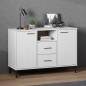 vidaXL Sideboard OSLO mit Metallbeinen Weiß 113x40x77 cm Massivholz vidaXL Sideboard OSLO mit Metallbeinen Weiß 113x40x77 cm Massivholz