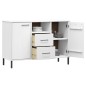 vidaXL Sideboard OSLO mit Metallbeinen Weiß 113x40x77 cm Massivholz vidaXL Sideboard OSLO mit Metallbeinen Weiß 113x40x77 cm Massivholz
