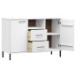 vidaXL Sideboard OSLO mit Metallbeinen Weiß 113x40x77 cm Massivholz vidaXL Sideboard OSLO mit Metallbeinen Weiß 113x40x77 cm Massivholz