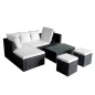 4-tlg. Garten-Lounge-Set mit Auflagen Poly Rattan Schwarz 4-tlg. Garten-Lounge-Set mit Auflagen Poly Rattan Schwarz