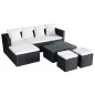 4-tlg. Garten-Lounge-Set mit Auflagen Poly Rattan Schwarz 4-tlg. Garten-Lounge-Set mit Auflagen Poly Rattan Schwarz