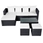 4-tlg. Garten-Lounge-Set mit Auflagen Poly Rattan Schwarz 4-tlg. Garten-Lounge-Set mit Auflagen Poly Rattan Schwarz