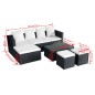 4-tlg. Garten-Lounge-Set mit Auflagen Poly Rattan Schwarz 4-tlg. Garten-Lounge-Set mit Auflagen Poly Rattan Schwarz
