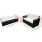 vidaXL 2-tlg. Garten-Lounge-Set mit Auflagen Poly Rattan Schwarz vidaXL 2-tlg. Garten-Lounge-Set mit Auflagen Poly Rattan Schwarz