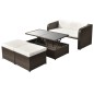 4-tlg. Garten-Lounge-Set mit Auflagen Poly Rattan Braun 4-tlg. Garten-Lounge-Set mit Auflagen Poly Rattan Braun