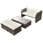 4-tlg. Garten-Lounge-Set mit Auflagen Poly Rattan Braun 4-tlg. Garten-Lounge-Set mit Auflagen Poly Rattan Braun