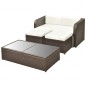 4-tlg. Garten-Lounge-Set mit Auflagen Poly Rattan Braun 4-tlg. Garten-Lounge-Set mit Auflagen Poly Rattan Braun