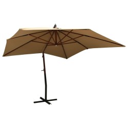vidaXL Ampelschirm mit Holzmast 300 cm Taupe