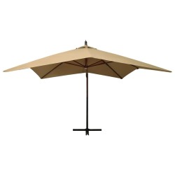 vidaXL Ampelschirm mit Holzmast 300 cm Taupe