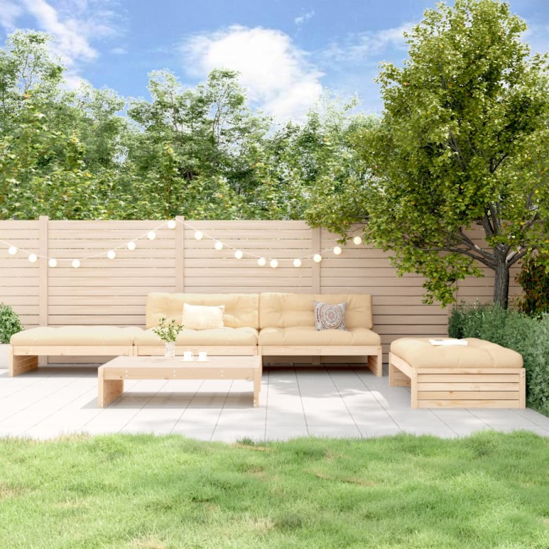 vidaXL 5-tlg. Garten-Lounge-Set mit Kissen Massivholz vidaXL 5-tlg. Garten-Lounge-Set mit Kissen Massivholz