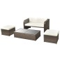 4-tlg. Garten-Lounge-Set mit Auflagen Poly Rattan Braun 4-tlg. Garten-Lounge-Set mit Auflagen Poly Rattan Braun